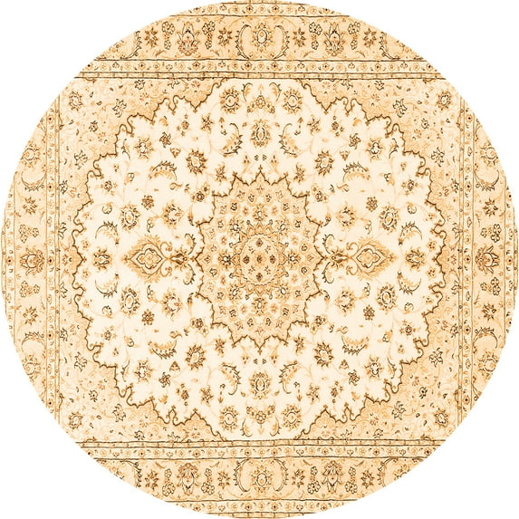 Ahgly Company Indoor Round Medallion Orange Traditional Area Rugs, 5' Round