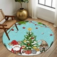 thumbnail image 2 of Round Rugs 5 Ft, Teal Christmas Non Slip Area Rugs for Kitchen Bedroom Entryway, Gnomes Xmas Tree Snowflake Winter Gifts Washable Carpet Runner Rug Floor Mats for Bedroom Home Decor, 2 of 9