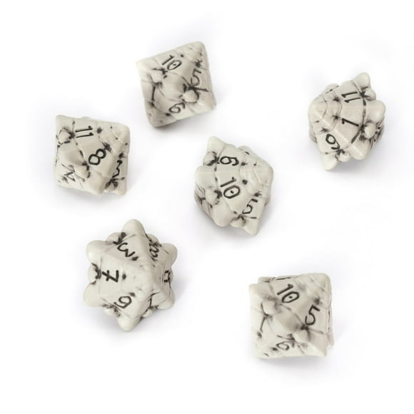 Ensemble de dés D12 - Ensemble de Six dés à 12 Côtés - dés RPG à Thème Crâne et Os. Cadeau Cool et Unique pour Dungeons et Dragons (DND), Warhammer, D&D, Pathfinder, D&D. (Os Blanc Propre)