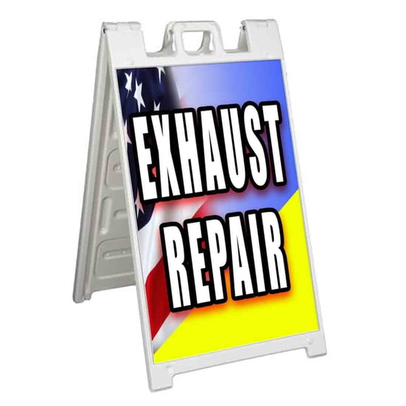 Exhaust Repair (24" X 36") Standard A-Frame Signicade, Includes Decal Applied To Stand