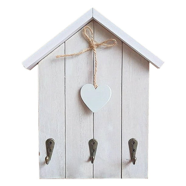 Colgador de llaves de madera, armario para llaves, colgador de llaves decorativo para pared Blanco