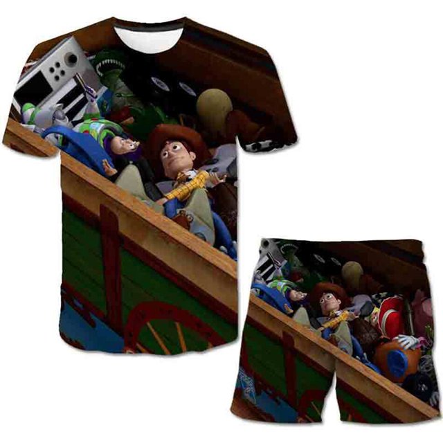 Disney Toy Story 4 ropa para niño niña niños verano manga corta dibujos animados Anime 3D estampado adolescentes camisetas Tops pantalones cortos conjunto 4-14y13-14T Gao Jinjia LED