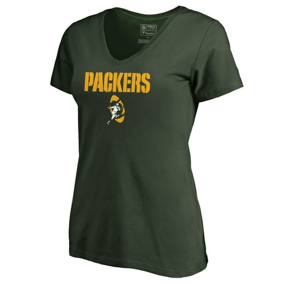 Women's Green Green Bay Packers Vintage Team Lockup V-Neck T-Shirt