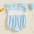 thumbnail image 2 of XXWXYD Baby Girl Smoc𝗄ed Bubble Romper Embroidery Collar Rufle Sleeve Bodysuit Breathable Cotton Summer Outfit for 0-24 Months, 2 of 6