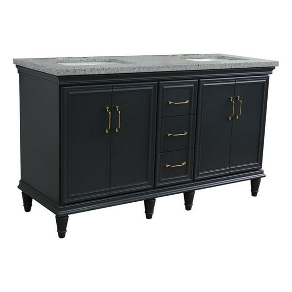 49 in. Single Wooden Vanity  White with Gray Granite Rectangle Sink