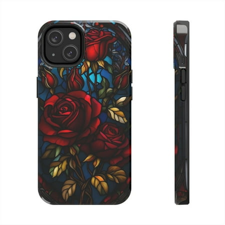 iPhone Tough Case - Rose Stained Glass Flower Beauty Beast Lovely Romance