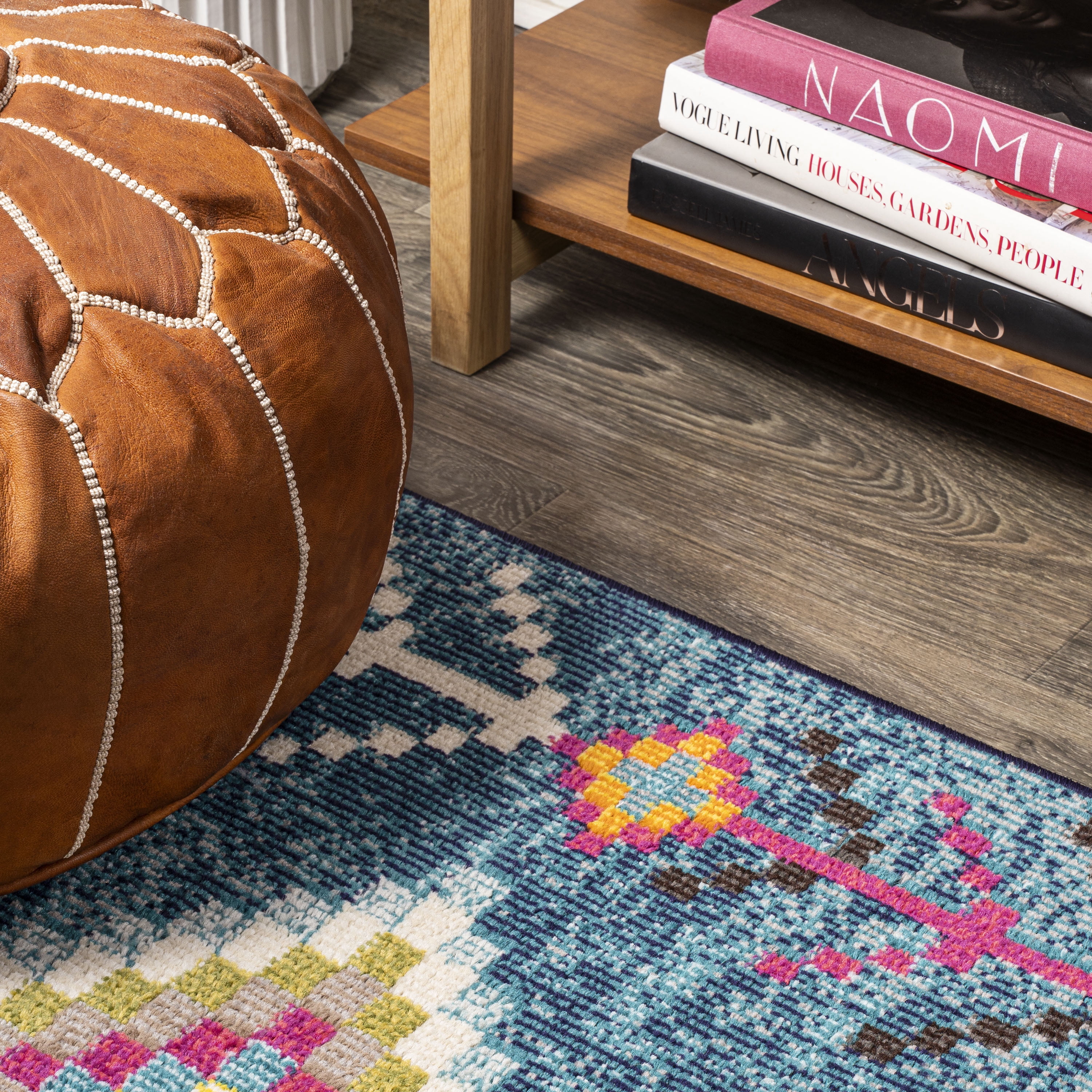 JONATHAN Y MOROCCAN HYPE 2 x 8 Runner Rug, Tribal Love Geometric - Dark Blue/Multi, MOH105A-28