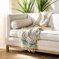 thumbnail image 3 of SAFAVIEH Popper Striped Geometric Tassel Fringe Throw, 50" x 70", Multi/Blue/Natural, 3 of 7