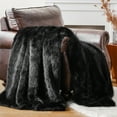 thumbnail image 2 of Battilo Black Faux Fur Throw Blanket,Fluffy Fur Blanket for Couch,Plush Fuzzy Bed Blanket,60"x80", 2 of 8