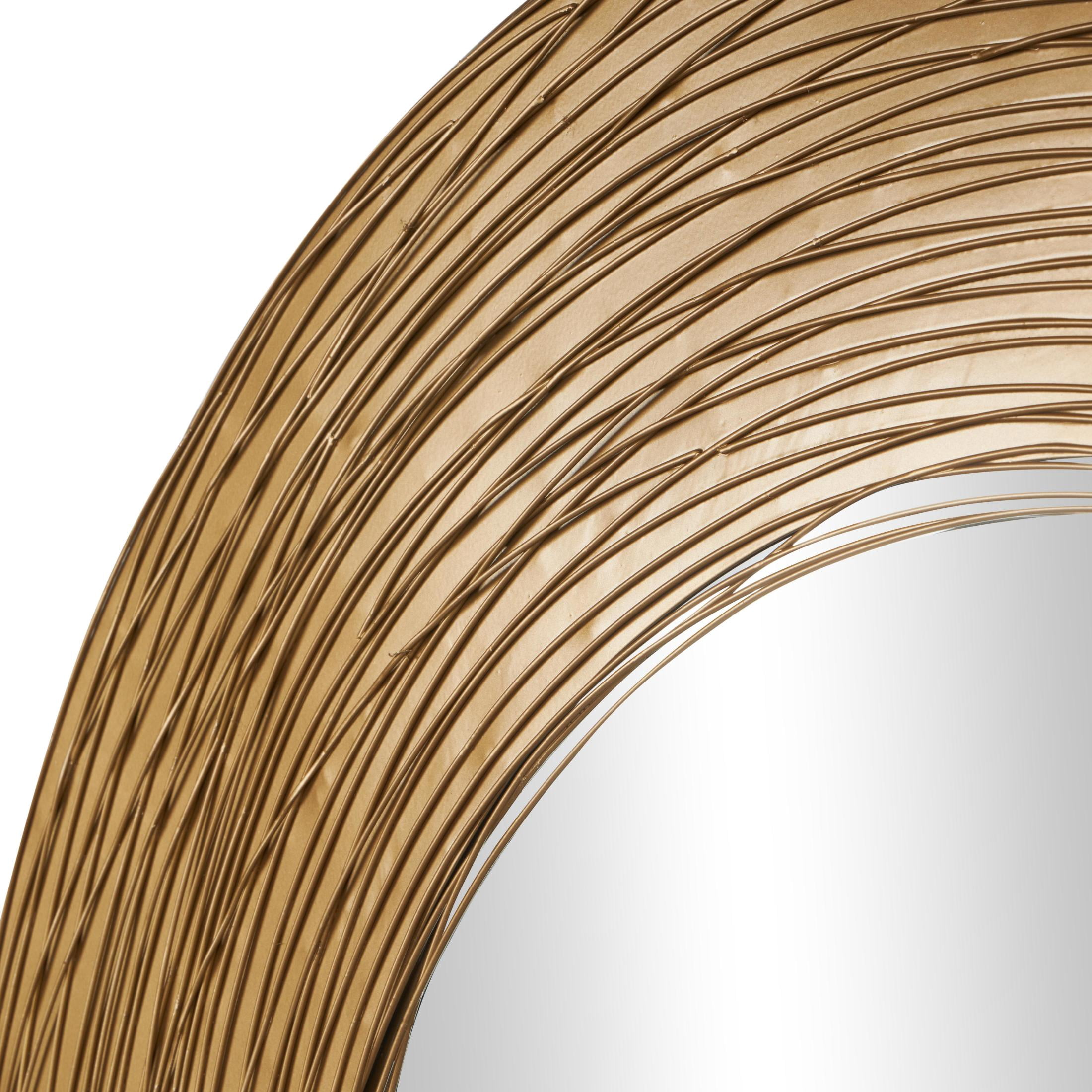 DecMode 30" x 30" Gold Abstract Wall Mirror with Overlapping Wire Rings