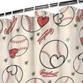 thumbnail image 3 of Baseball Heart Pattern Shower Curtain 84"x72" ,Bathroom Decorative Shower Curtains Set with 12 Hooks,Modern Waterproof Washable Shower Curtain, 3 of 6