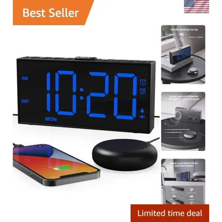 Heavy Sleepers' Dream: Loud Alarm Clock with Adjustable Brightness & Volume