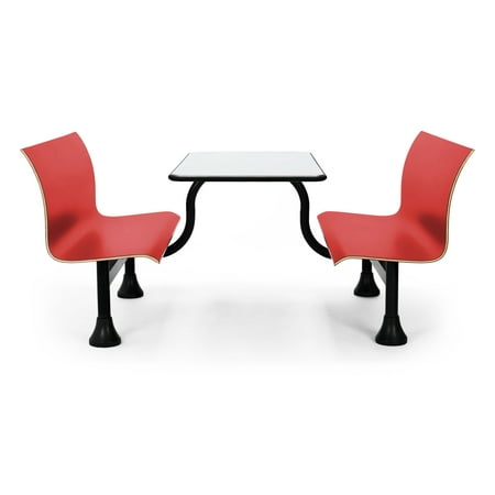 Group seating furniture Retro 30 In x 48 In Plywood Laminate Bench Middle Frame with Stainless Steel Red Table