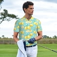 thumbnail image 5 of Balery Yellow Lemon Printed Men’s Short Sleeve Polo Shirt, Midweight Men's Shirt,Golf Polo shirts -X-Large, 5 of 8