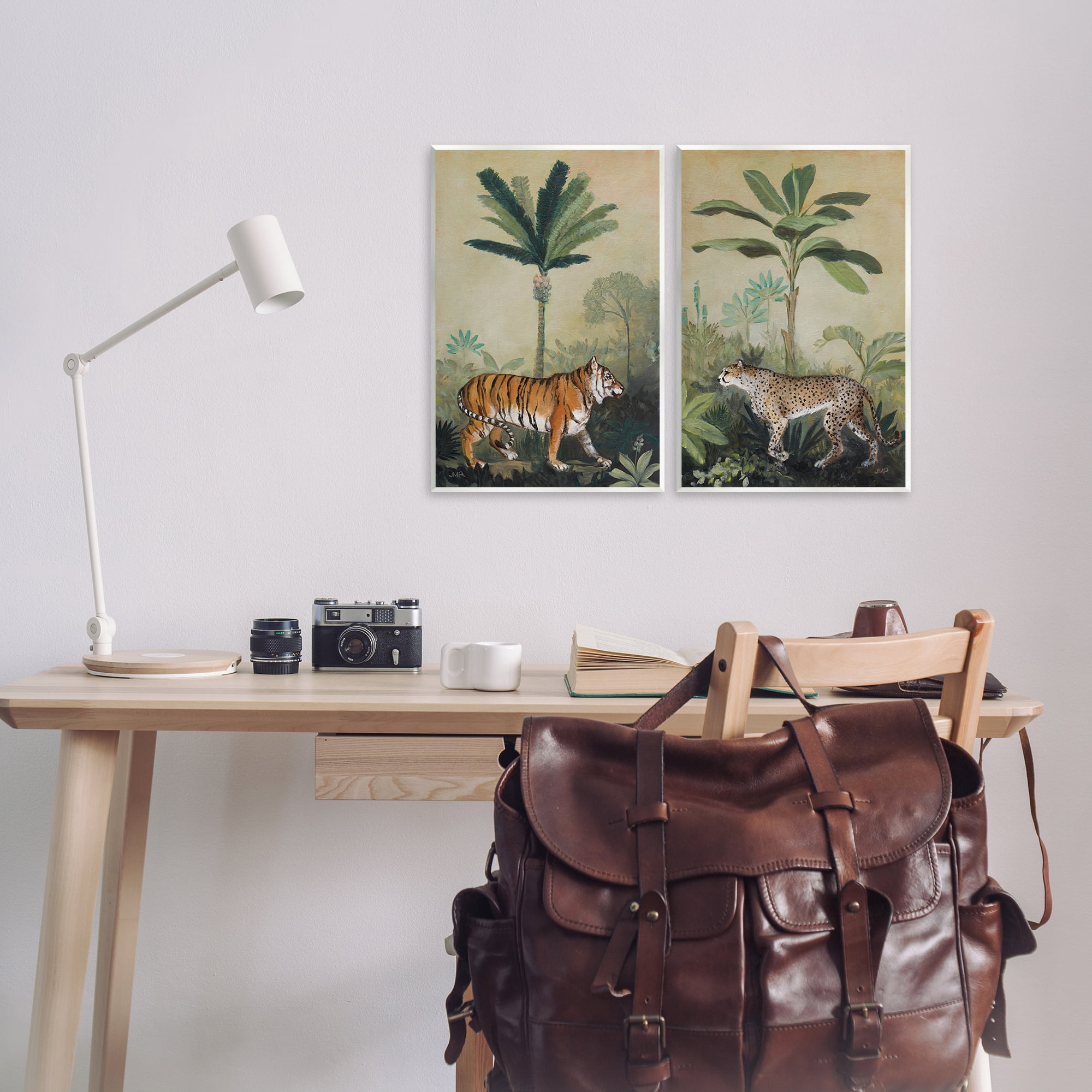 Stupell Industries Tiger Cheetah Jungle Forest Animals Painting Unframed Art Print Wall Art, 13 x 19, Set of 2