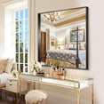 thumbnail image 4 of Arched Wall Mirror 24x20 Inch Black Metal Frame Tempered Glass Large Decorative Crystal Clear Shatterproof Mirror for Entryway Living Room Mantel Bathroom, 4 of 9