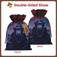 thumbnail image 2 of Rocae Starry Sky Meditating Chimpanzees Print Christmas Drawstring Linen Gift Bag with Drawstrings Treat Bag Goody Present Bags for Christmas Party Favor, 2 of 8