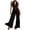 Black, variant on Women's V Neck Wide Leg Jumpsuit with Pleated Details Flowy Casual Romper Black L