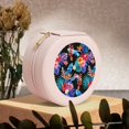 thumbnail image 6 of Yiaed Tropical Palm Leaves Print Travel Jewelry Case Bridesmaid Gift Boxes Jewelry Travel Organizer Small Round Jewelry Box Mini Storage-Pink, 6 of 7