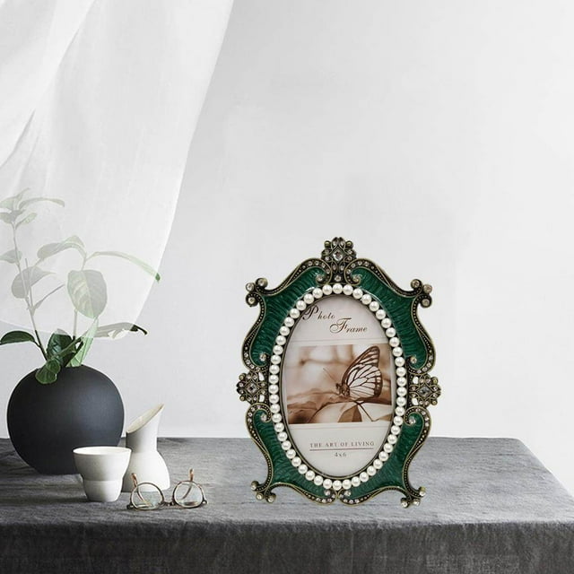 Jeweled Photo Frame Embossed Finishing Freestanding Picture Display Ornate Desktop Tabletop 6inch