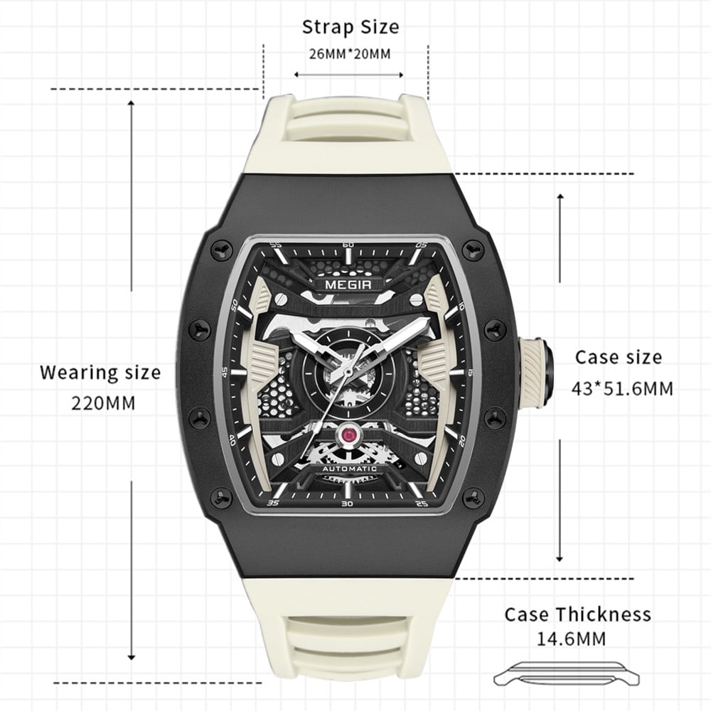 MEGIR Automatic Mechanical Movement Watches for Men Waterproof Luxury Steel Case Sports Wristwatch