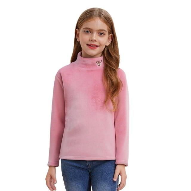 Moggemol Chandail en Velours à Manches Longues pour Filles, Hiver, École, Haut Chaud, Tenue Décontractée, Rose 150