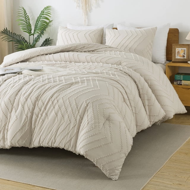 Juego de edredón Litanika tamaño king beige con 2 fundas de almohada