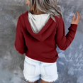 thumbnail image 5 of Women's Pullover Hoodies Tops Solid Color Casual Button Down Long Sleeve Pocket Sweatshirts, Versatile Fall Winter Fashion Wear with Comfort Fit and Stylish Design for Daily Use,Deep Red,M, 5 of 8