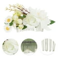 thumbnail image 3 of Unique Bargains 1 Pc Women's Durable Simulated Flowers Hair Clips Comb for Parties White Polyester Fabric Iron, 3 of 4