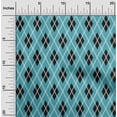 thumbnail image 1 of oneOone Viscose Jersey Teal Blue Fabric Argyle Check Sewing Craft Projects Fabric Prints By Yard 60 Inches Wide, 1 of 5