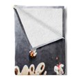 thumbnail image 2 of Almond Blossom Soft Flannel Fleece Throw Blanket, Exotic Wooden Sign Word Love on Greyscale Background, Cozy Plush for Indoor and Outdoor Use, 70" x 90", Charcoal Grey Pale Brown, by Ambesonne, 2 of 5