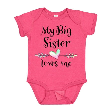 

Inktastic My Big Sister Loves Me- Heart Gift Baby Boy or Baby Girl Bodysuit