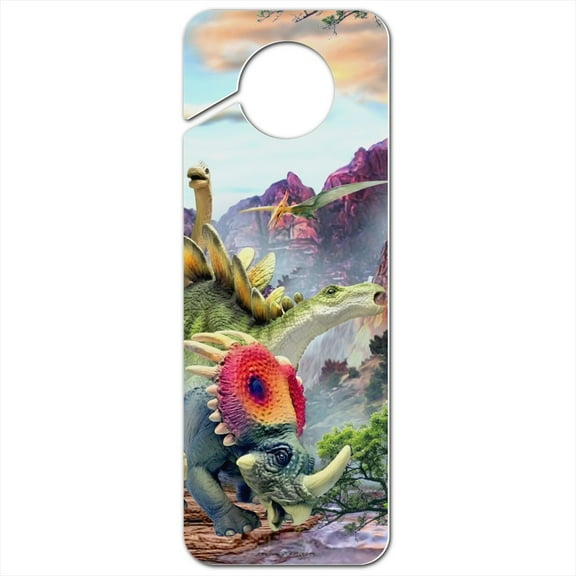Dinosaurs Jurassic Dino Valley Plastic Door Knob Hanger Sign