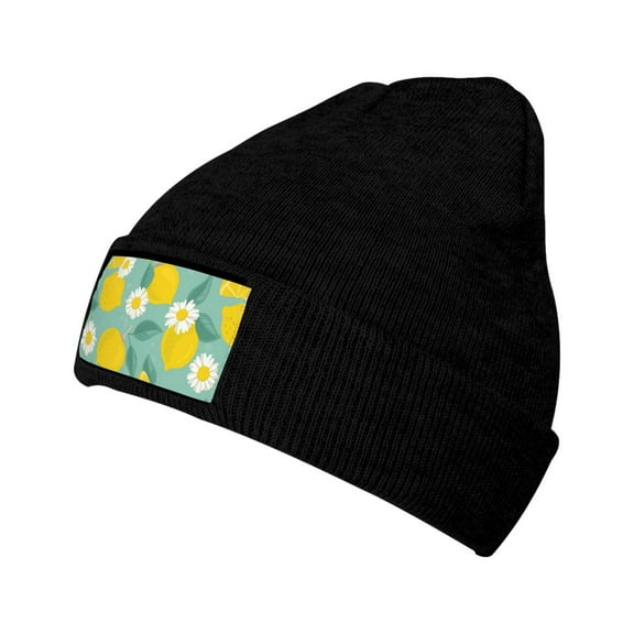 Junzan Lemons Chamomile Flowers And Leaves Mens Winter Hats Thick Knit Cuff Beanie Cap Beanie Hat