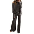 thumbnail image 2 of Winter Sets for Women Winter 2 Piece Set for Women 2 Piece Sets for Women Fall Womens 2 Piece Outfits One Shoulder Knit Sweater Pullovers Wide Leg Pants Sets Sweatsuit Tracksuit, Dark Gray-L, 2 of 5