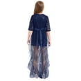 thumbnail image 2 of YONGHS Robe de Demoiselle d'Honneur Sans Manches en Dentelle à Sequins pour Filles Robe de Mariage Robe de Bal pour Enfants Bleu Foncé 10, 2 of 5