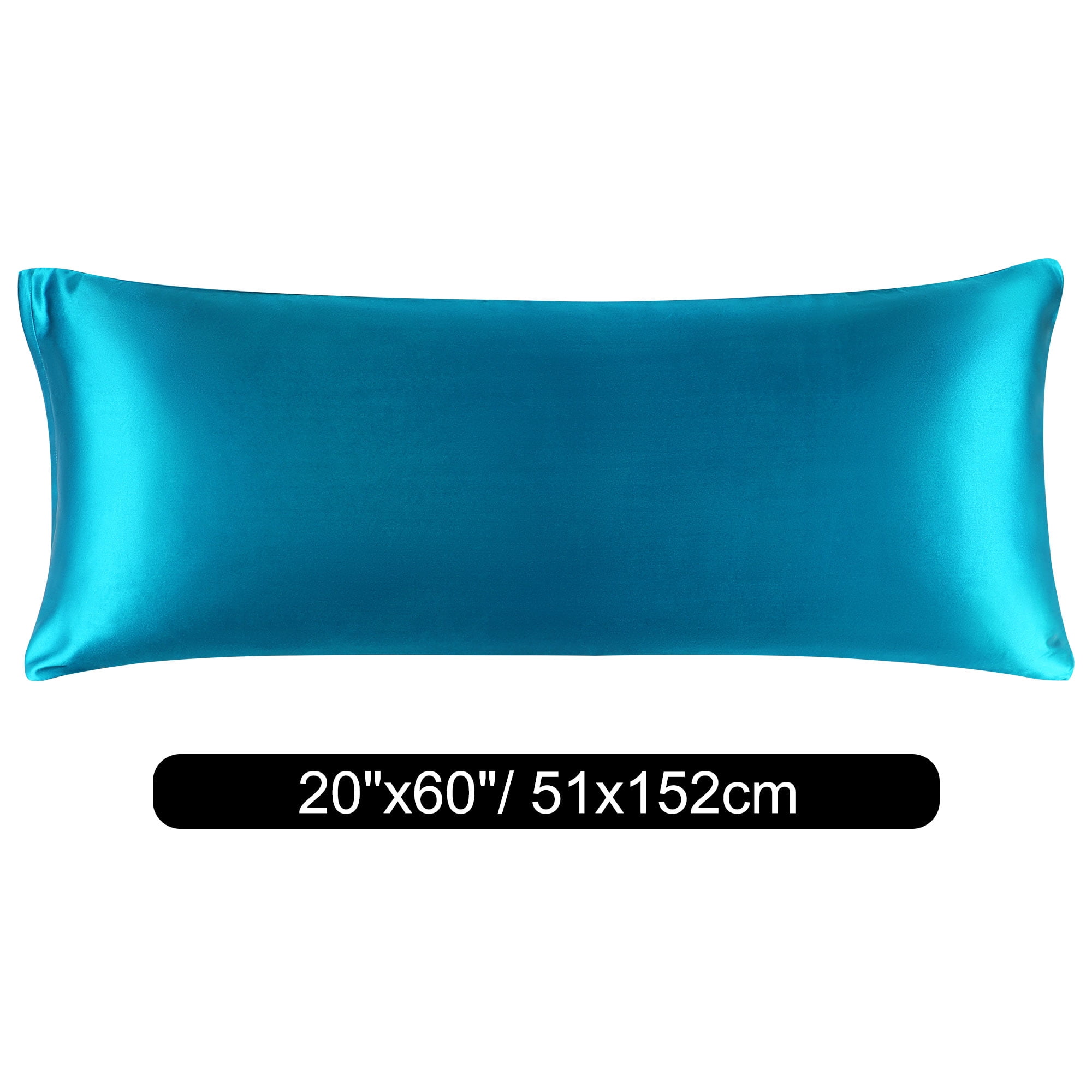 Unique Bargains Zipper Closure 1 PC Satin Body Pillowcases Peacock Blue 20"x60"