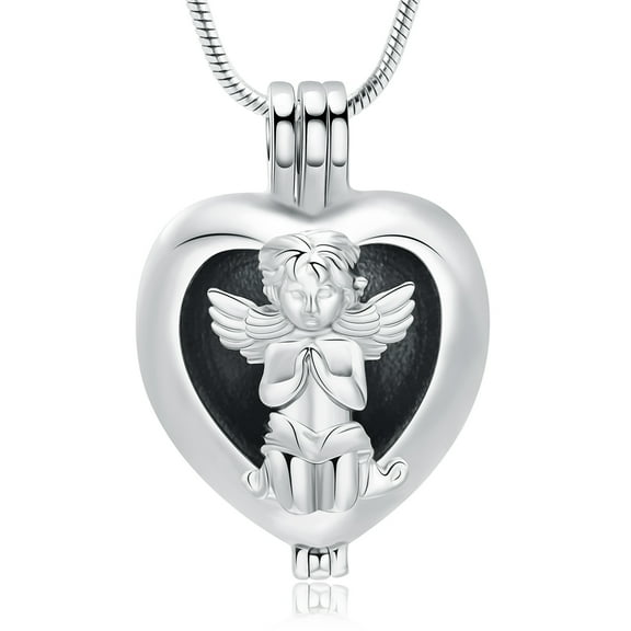Angel Lady Charm Locket Memorial Ash Eternity Urn Necklace for Ashes Cremation Jewelry Ashes Pendant Keepsake Jewelry for Human / Pet