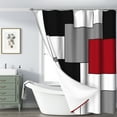 thumbnail image 5 of LFEEY Red and Black Plaid Shower Curtain, Waterproof Fabric Machine Washable Polyester with Hooks, 72x78 Inches, 5 of 5