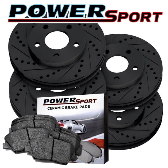 PowerSport Front Rear Brakes and Rotors Kit |Front Rear Brake Pads| Brake Rotors and Pads| Ceramic Brake Pads and Rotors |fits 1988-1991 Honda Prelude, 1989 Honda Accord