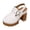 White, variant on Womens Sandals Summer Casual Hollow out Platform Slingback Heels Closed Toe Splice Leather Hook and Loop Lug Sole Wedding Party Dress Shoes Brown Size 8