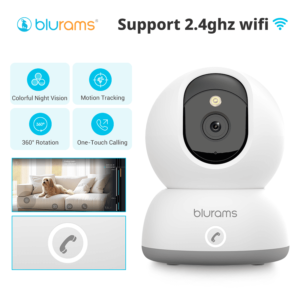 blurams Indoor Security Camera 2K, Home Security Dog/Baby Monitor/Elder Camera, Security Camera with One-Touch Call, Color Night Vision, Motion Tracking, Cloud & Local Storage