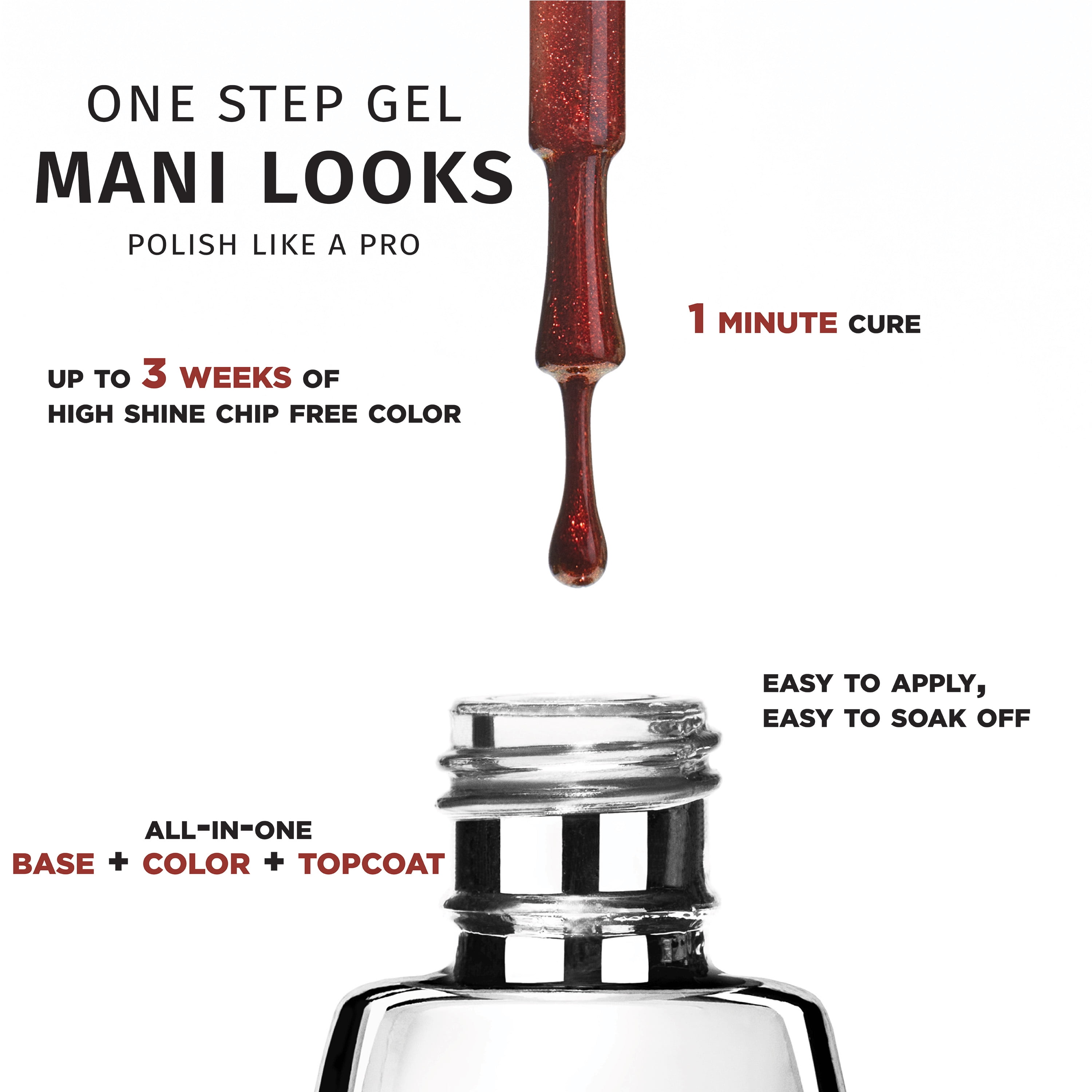 Salon Perfect Magnetic One Step Gel Nail Polish + Magnet Tool, Gold, 0.5 fl oz