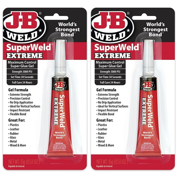 Gel Superglue J-B Weld SuperWeld Extreme, 15 ml, paquete de 2