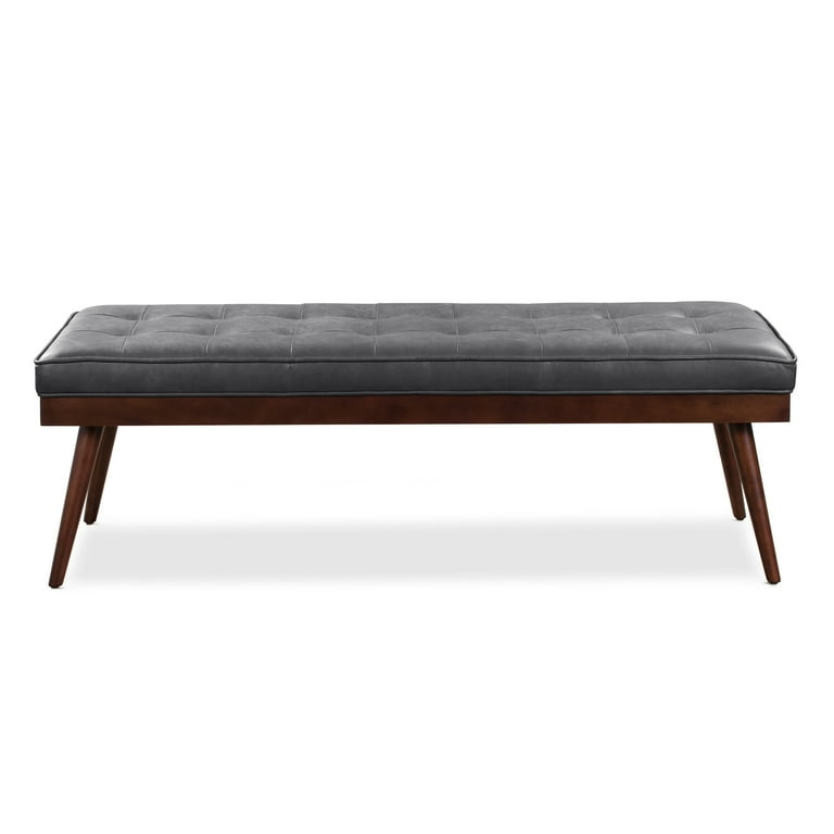 Poly and Bark Luca Leather Bench in Slate Grey Walmart