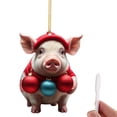 thumbnail image 1 of LUVCLS Adornos navideños divertidos de acrílico 2D para Navidad Adornos para árbol de Navidad con forma de cerdo, 1 of 7