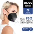 thumbnail image 2 of Mascarillas faciales KN95 FACEMOON Black, paquete de 100 con 5 extensores para adultos, 2 of 9