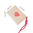 thumbnail image 3 of Linnome Cute Heart Shaped Coin Purse Mini Trifold Wallet With Wrist Strap RFID Blocking For Women Girls Small Card Holder Keychain, 3 of 8