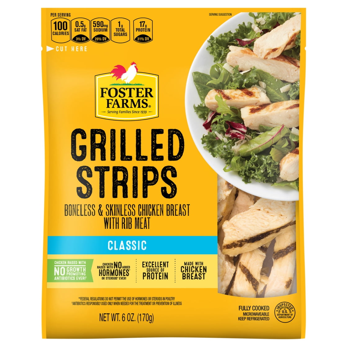 Foster Farms Fully Cooked Classic Grilled Strips, 6 oz (Refrigerated)