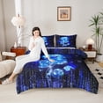 thumbnail image 4 of Feelyou Romantic Rose Floral Queen Comforter Set for Couple, Happy Valentine's Day Bedding Sets, Modern Fashion Stripes Reversible Bedding Comforter Set, Ultra Soft Bedroom Decor, 3-Piece, 4 of 8